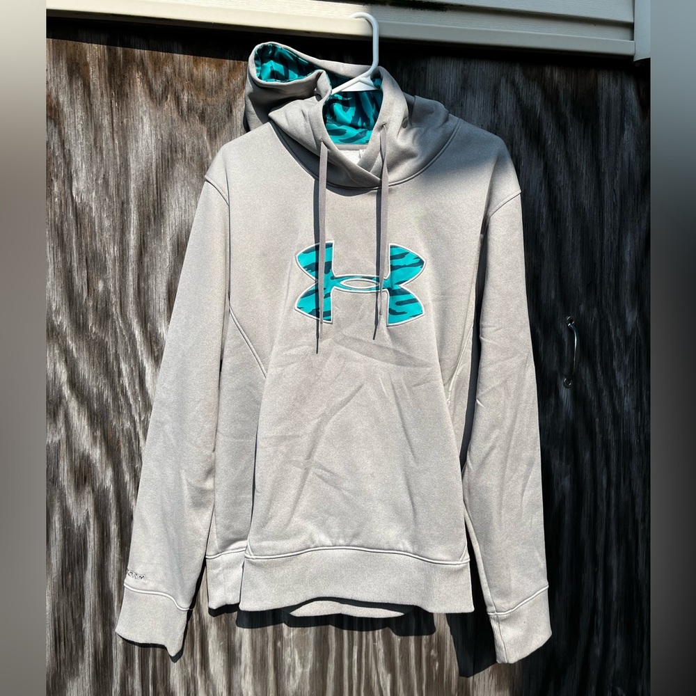 Under armour hoodie sweatshirt XL gray and blue cameo *stain unisex adult